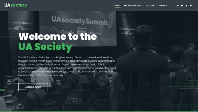 UAsociety.com homepage hero